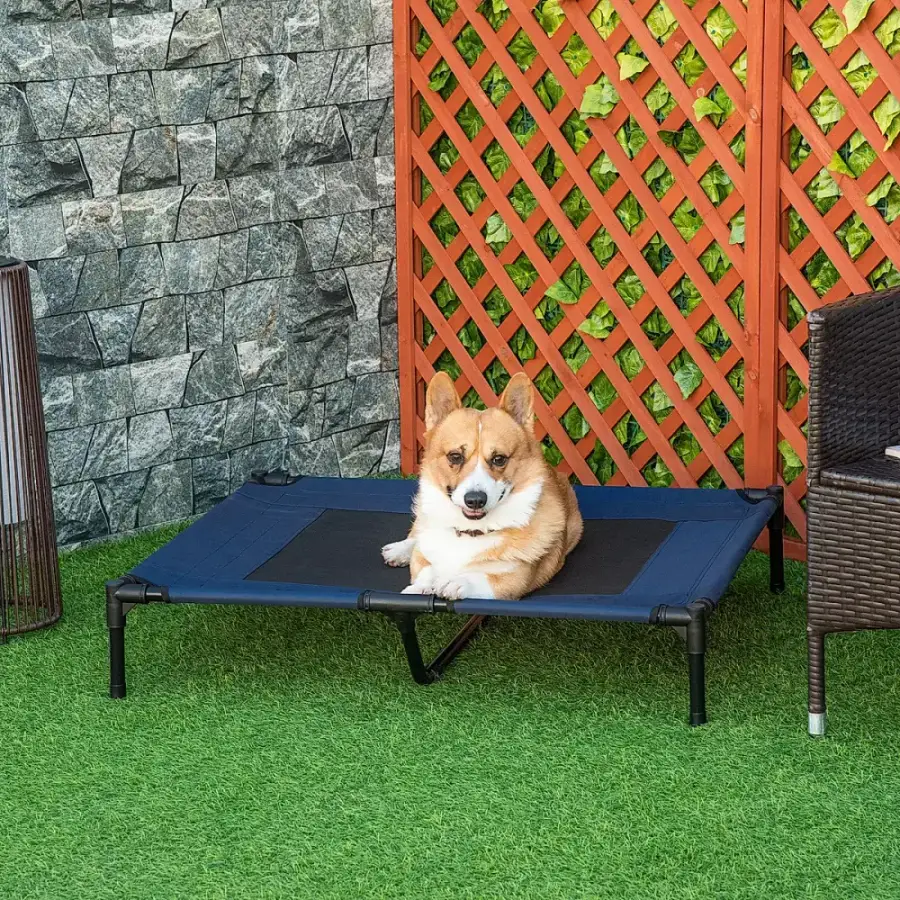 36" x 30" Elevated Cooling Summer Dog Cot Pet Bed with Mesh Ventilation - Blue - Image 5