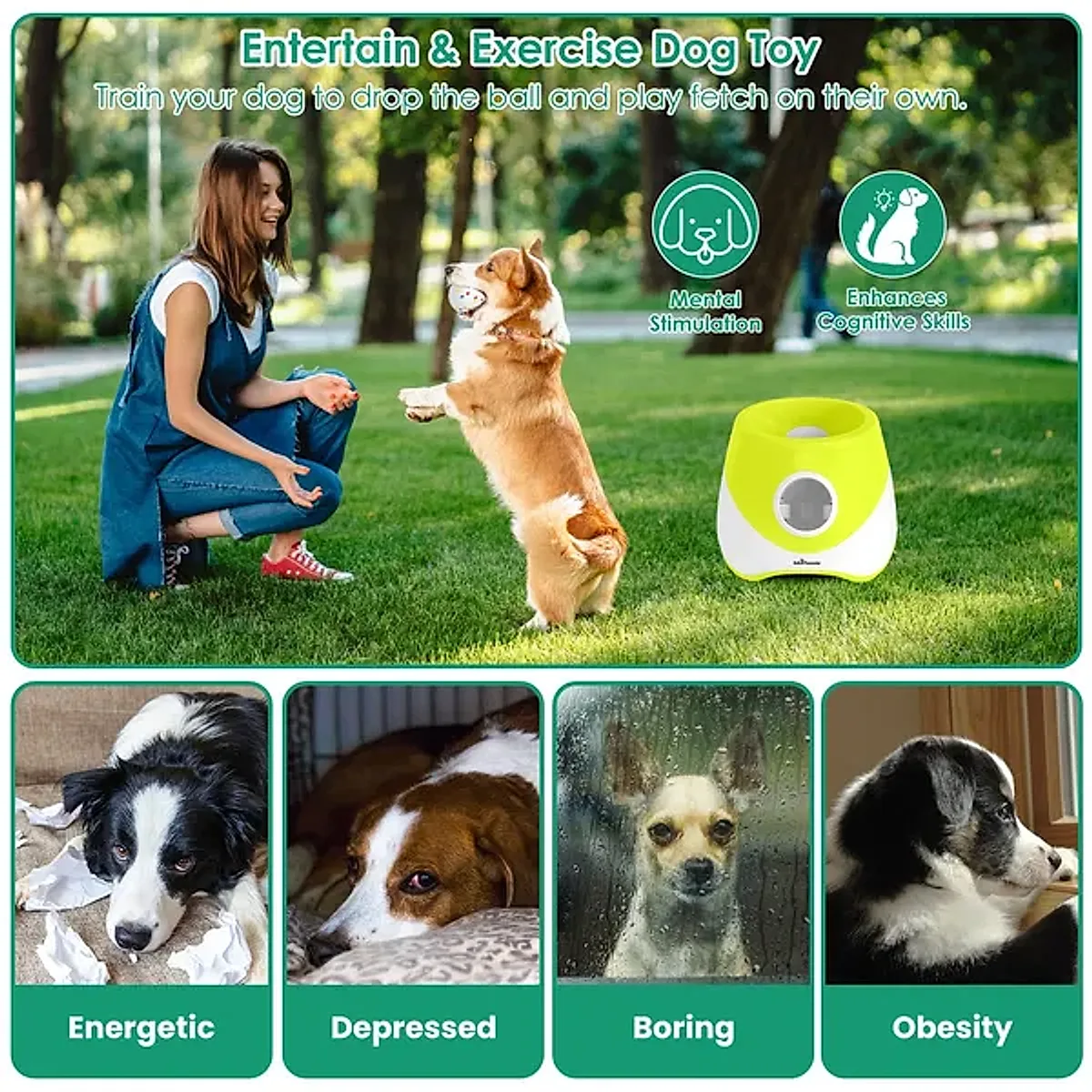 Automatic Dog Ball Launcher Rechargeable Interactive Pet Ball Thrower For Small Medium Dogs Interactive Dog Fetch Toy With 3 Adjustable Distance Settings (6m/10m/14m) 6Pcs 2.3in Balls - Image 3