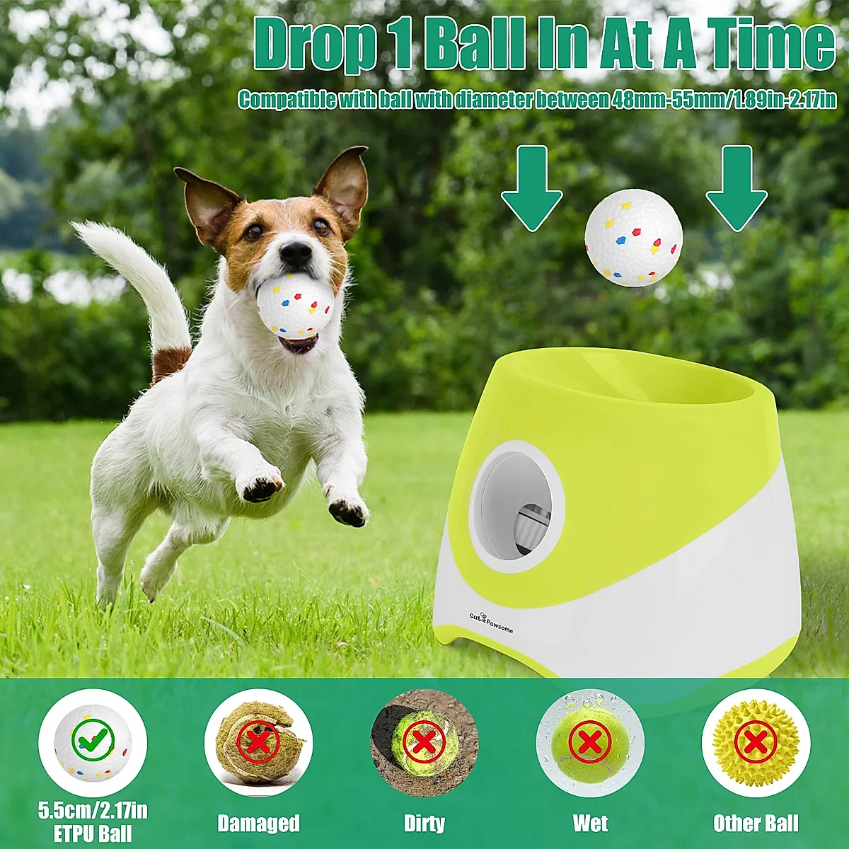 Automatic Dog Ball Launcher Rechargeable Interactive Pet Ball Thrower For Small Medium Dogs Interactive Dog Fetch Toy With 3 Adjustable Distance Settings 6Pcs 2.3in Balls - Image 5