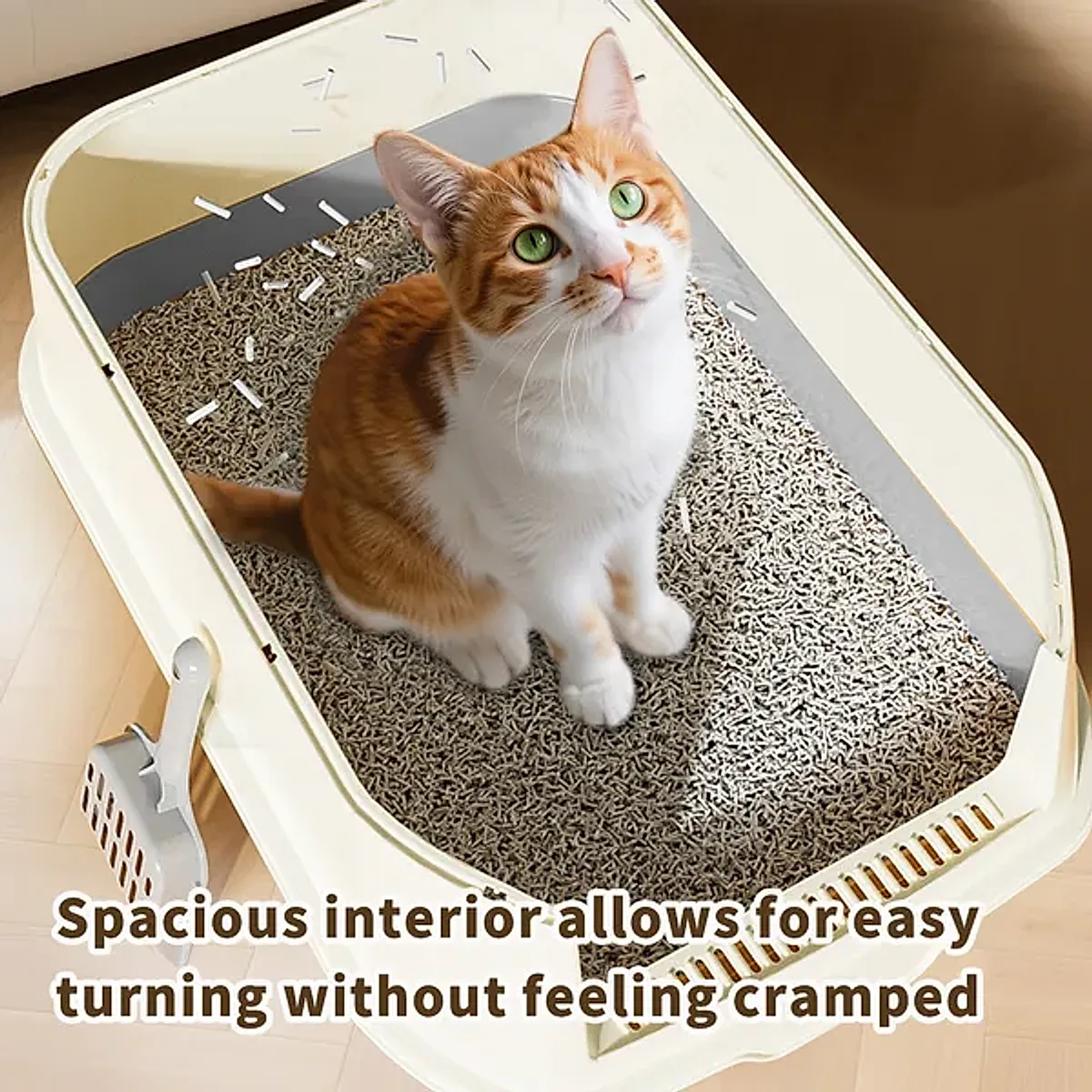 Extra Large Dual-Entry Cat Litter Box, Convertible Open&Enclosed, Gray, Odor Control, Easy Clean - Image 3