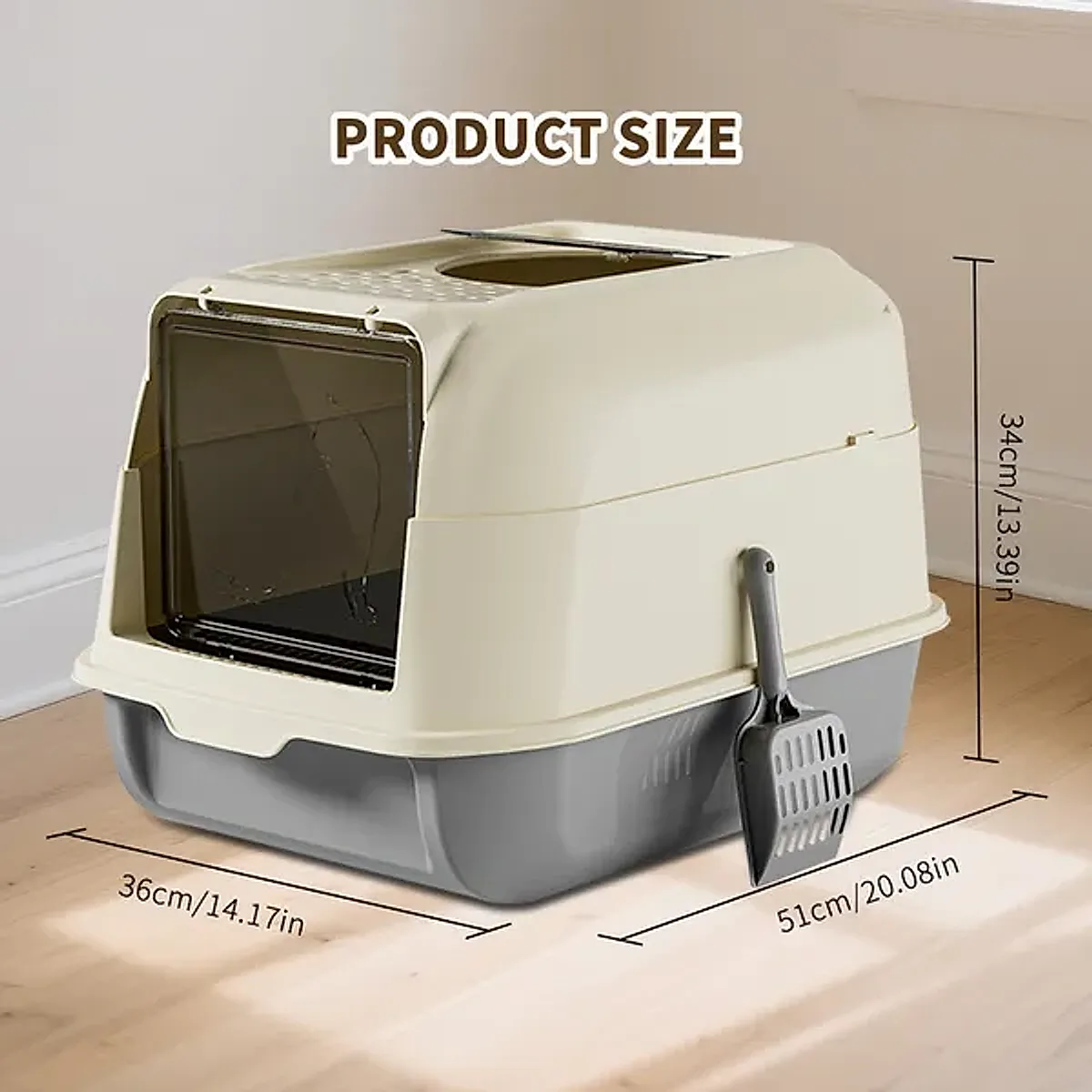 Extra Large Dual-Entry Cat Litter Box, Convertible Open&Enclosed, Gray, Odor Control, Easy Clean - Image 5