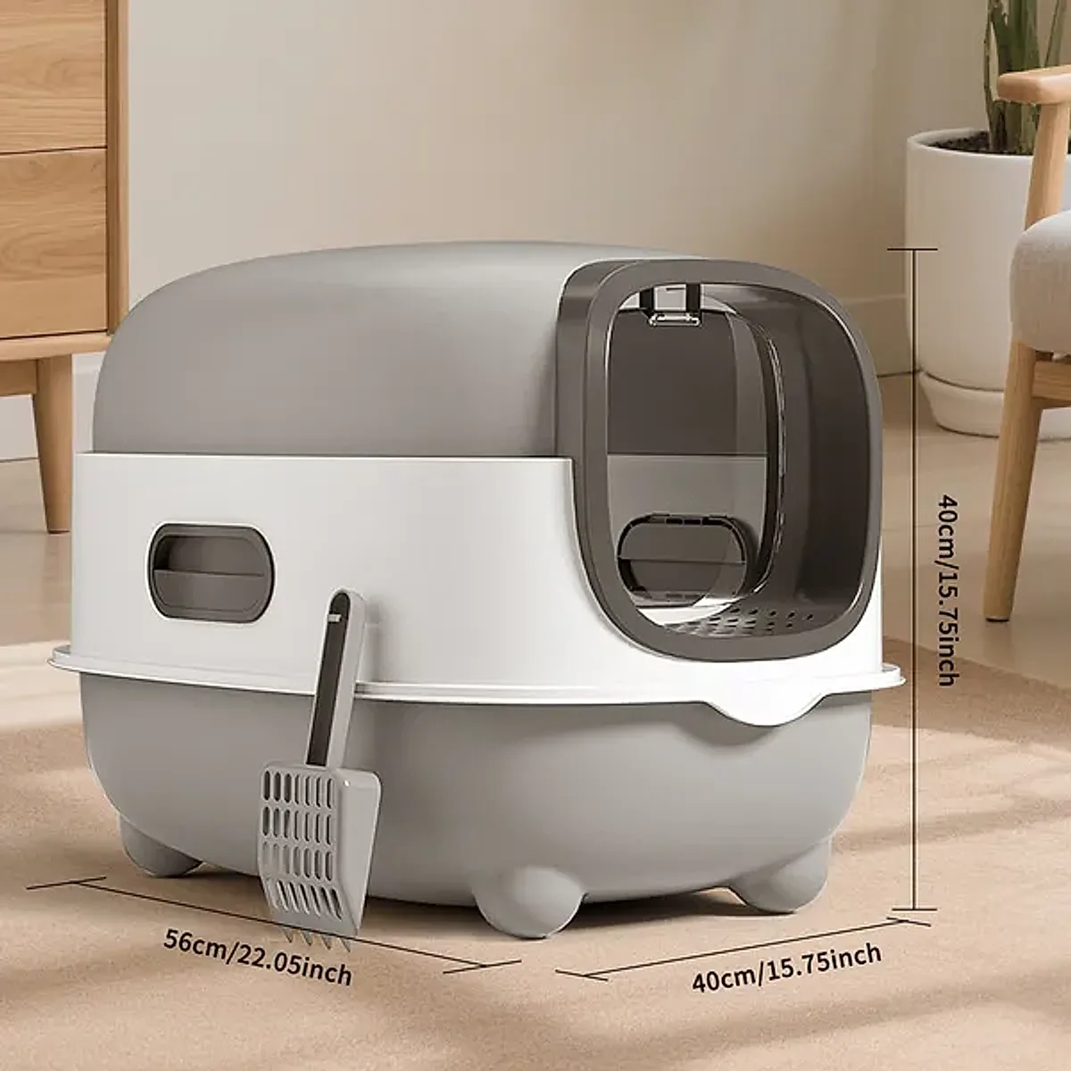 E Classic Grey Cat Litter Box - Simple And Practical, Large Space, High Cost Effective Choice - Image 1