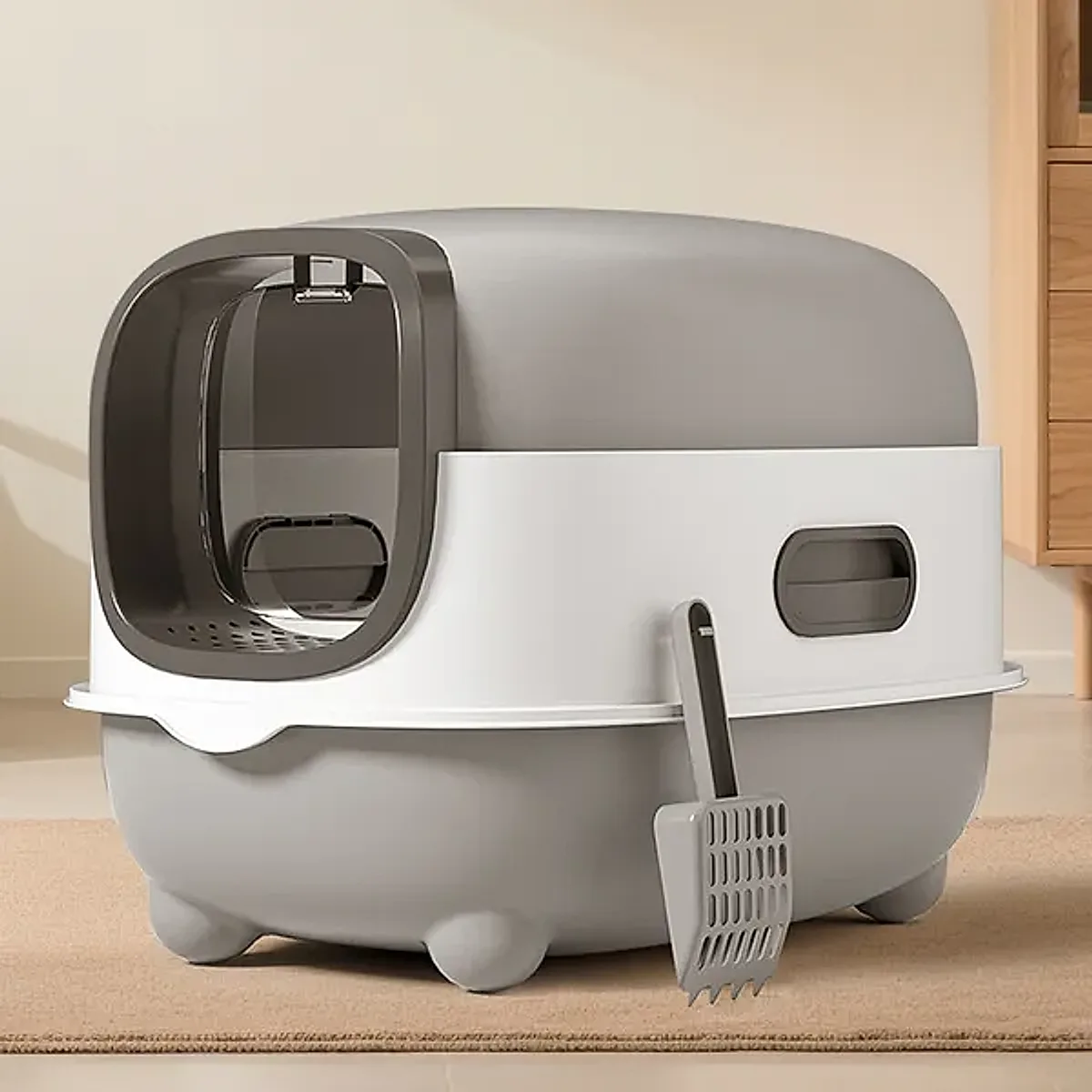 E Classic Grey Cat Litter Box - Simple And Practical, Large Space, High Cost Effective Choice - Image 2