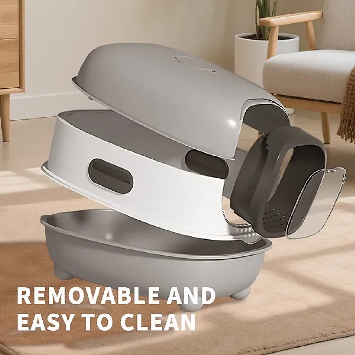 E Classic Grey Cat Litter Box - Simple And Practical, Large Space, High Cost Effective Choice - Image 6