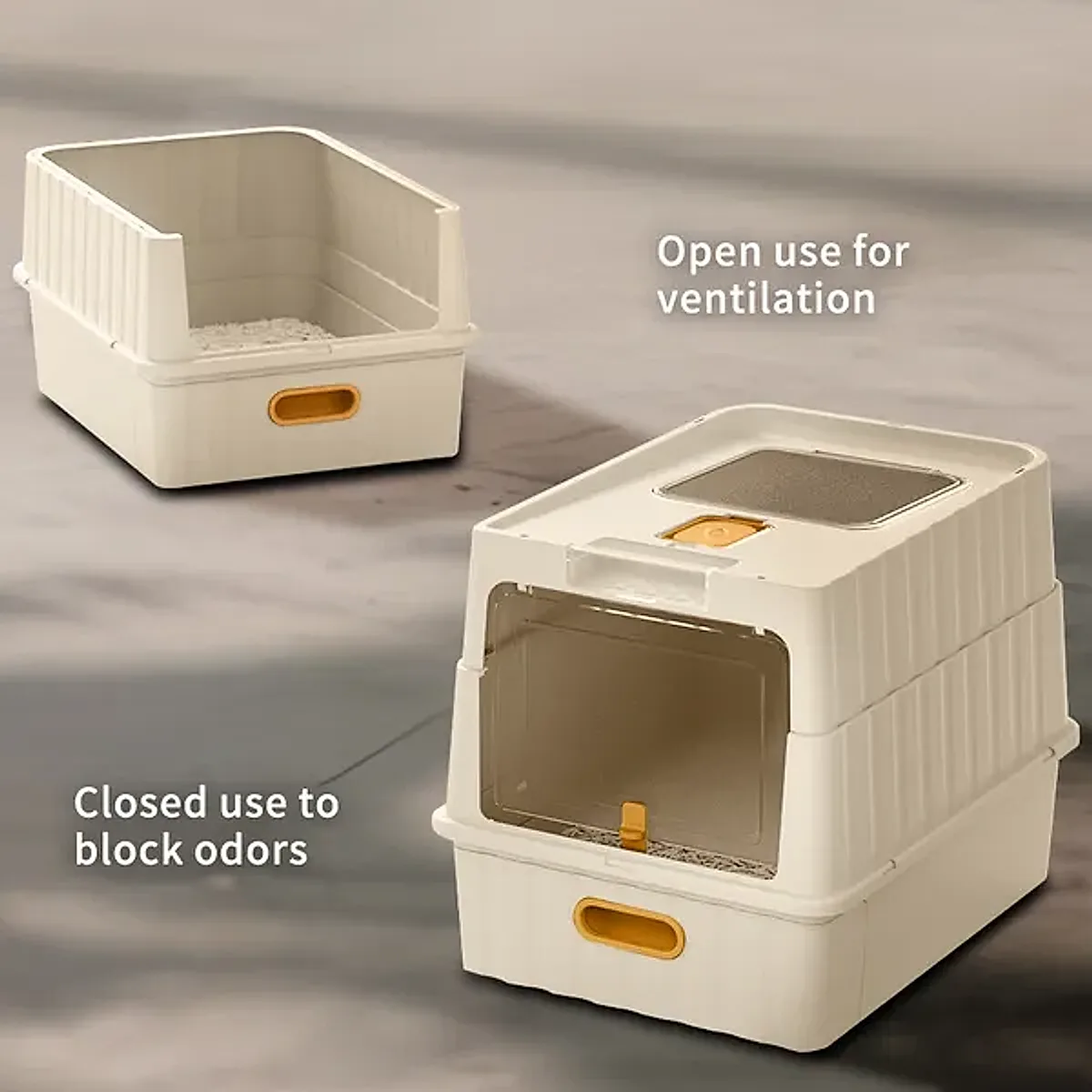 Drawer-Style Pearl-White Cat Litter Box - Image 2