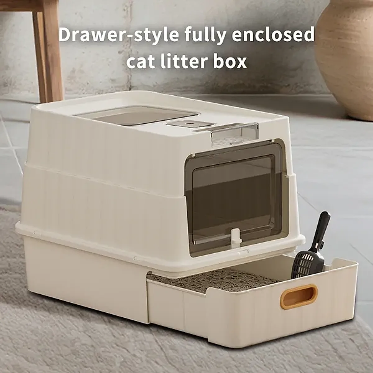 Drawer-Style Pearl-White Cat Litter Box - Image 5