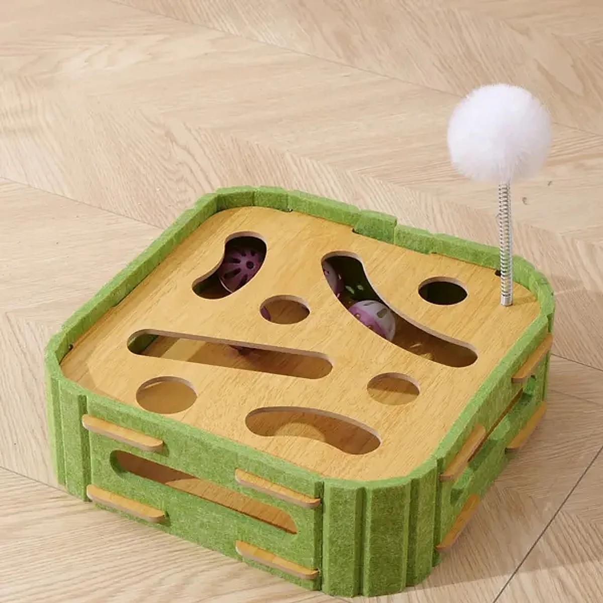 Eco-Friendly Cat Scratcher Board with Interactive Balls - Image 2