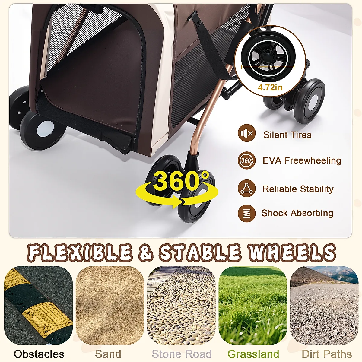 3-in-1 Foldable Pet Stroller for Dogs & Cats - Image 1