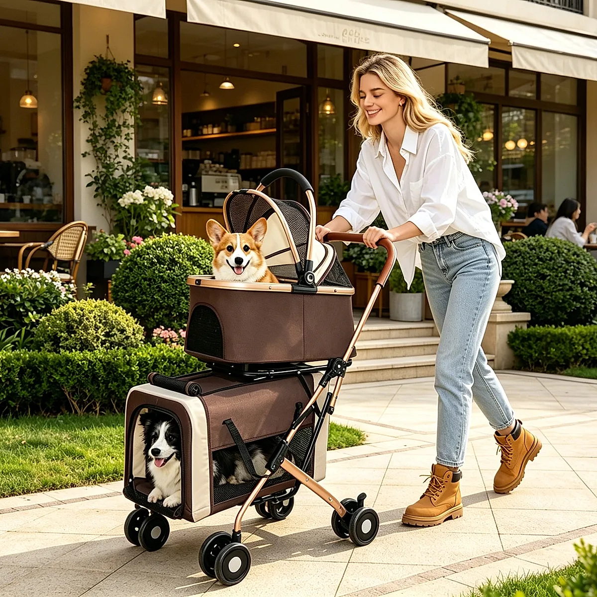 3-in-1 Foldable Pet Stroller for Dogs & Cats - Image 4