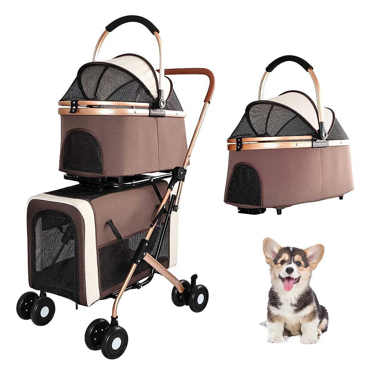3-in-1 Foldable Pet Stroller for Dogs & Cats - Image 5