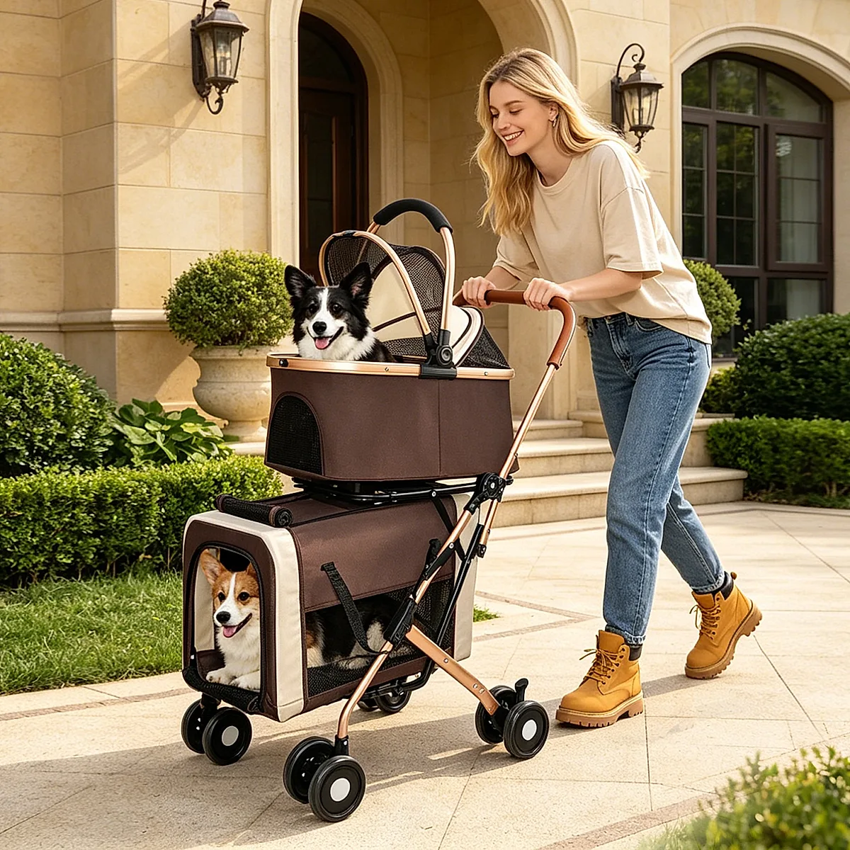 3-in-1 Foldable Pet Stroller for Dogs & Cats - Image 7