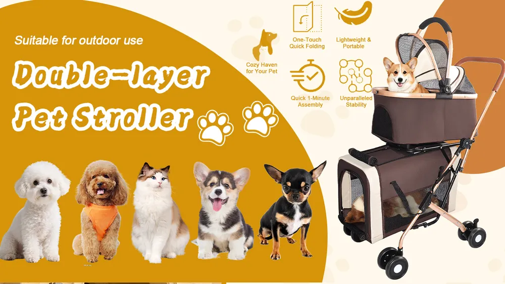 3-in-1 Foldable Pet Stroller for Dogs & Cats