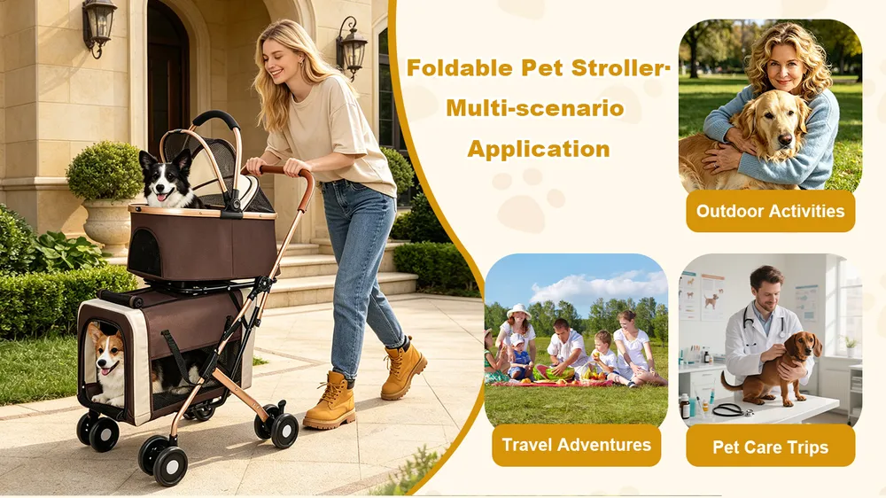 3-in-1 Foldable Pet Stroller for Dogs & Cats