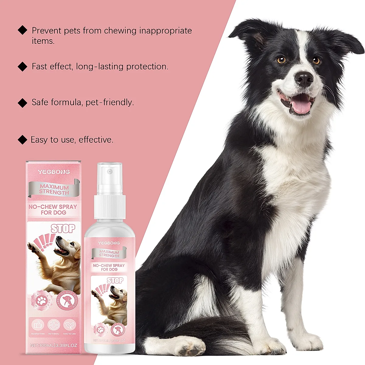 No Chew Spray For Dogs, Anti Chew Deterrent Spray To Stop Pets From Destroying Furniture, Safe With Glycerin & Mint Extract, 100ml - Image 2