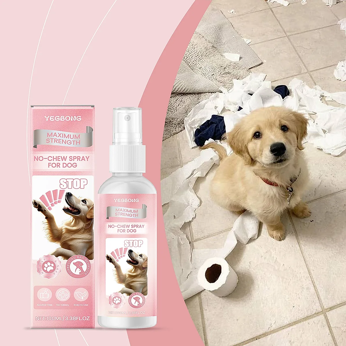 No Chew Spray For Dogs, Anti Chew Deterrent Spray To Stop Pets From Destroying Furniture, Safe With Glycerin & Mint Extract, 100ml - Image 3
