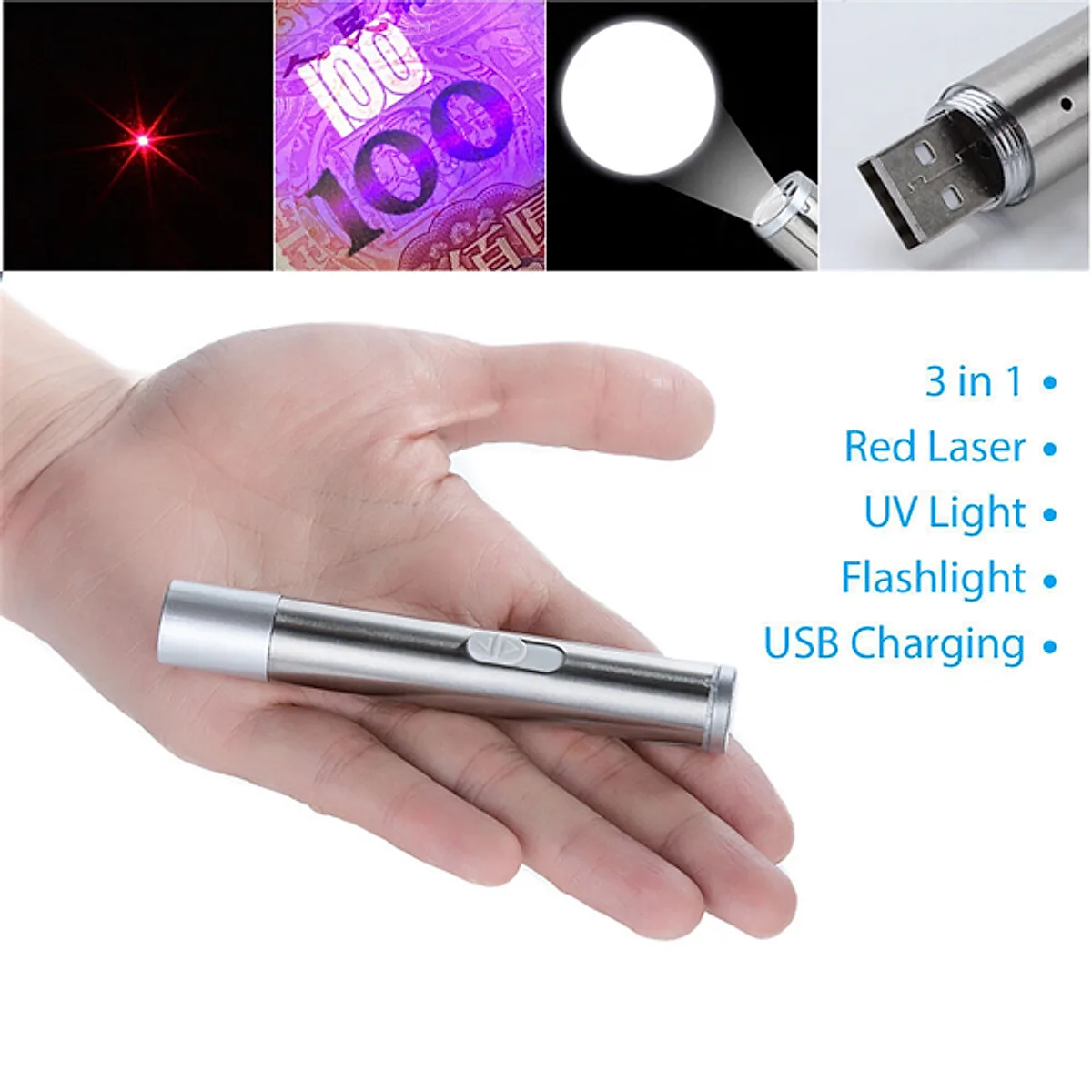 3-in-1 Rechargeable Laser Cat Toy Pen with UV Light - Image 2