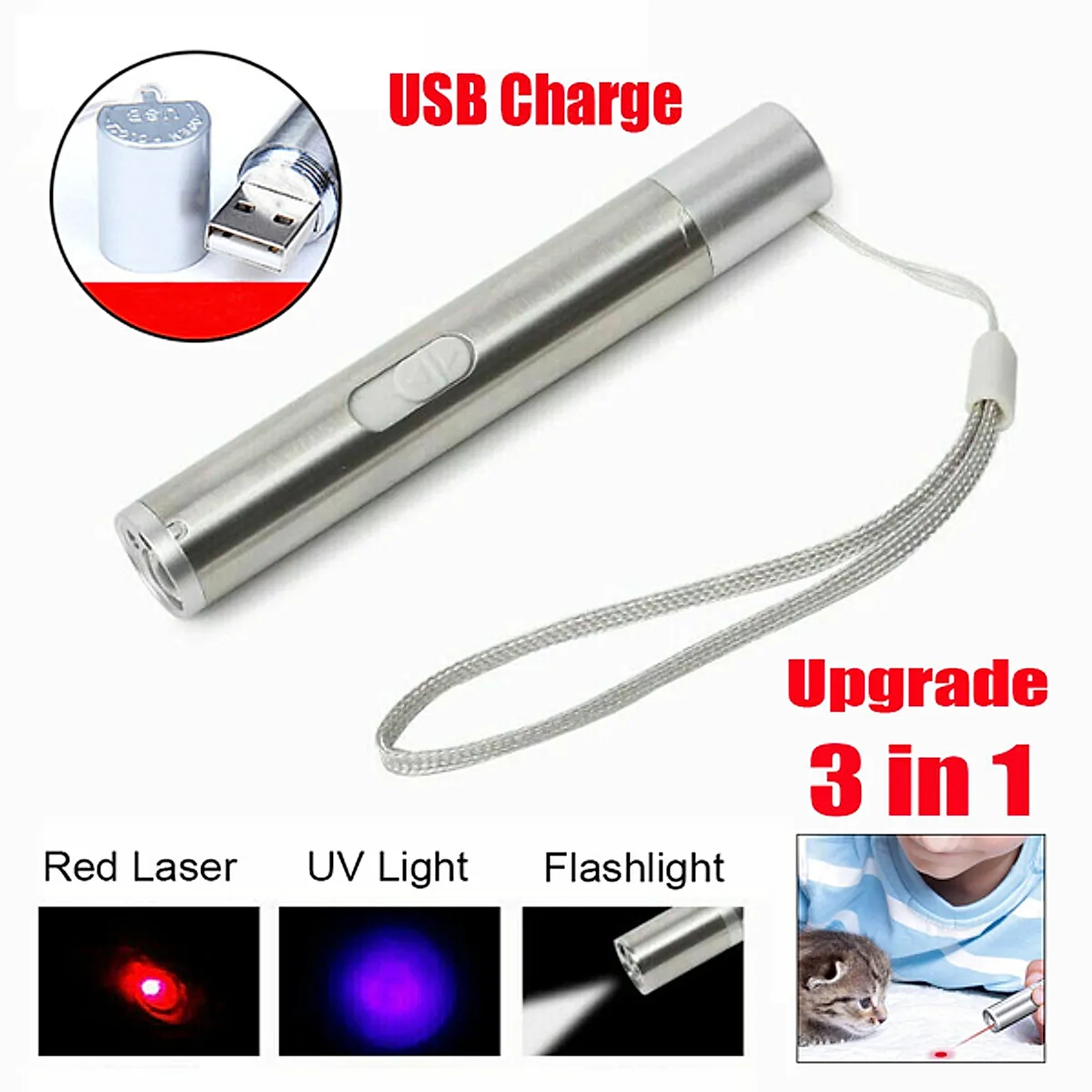 3-in-1 Rechargeable Laser Cat Toy Pen with UV Light - Image 5