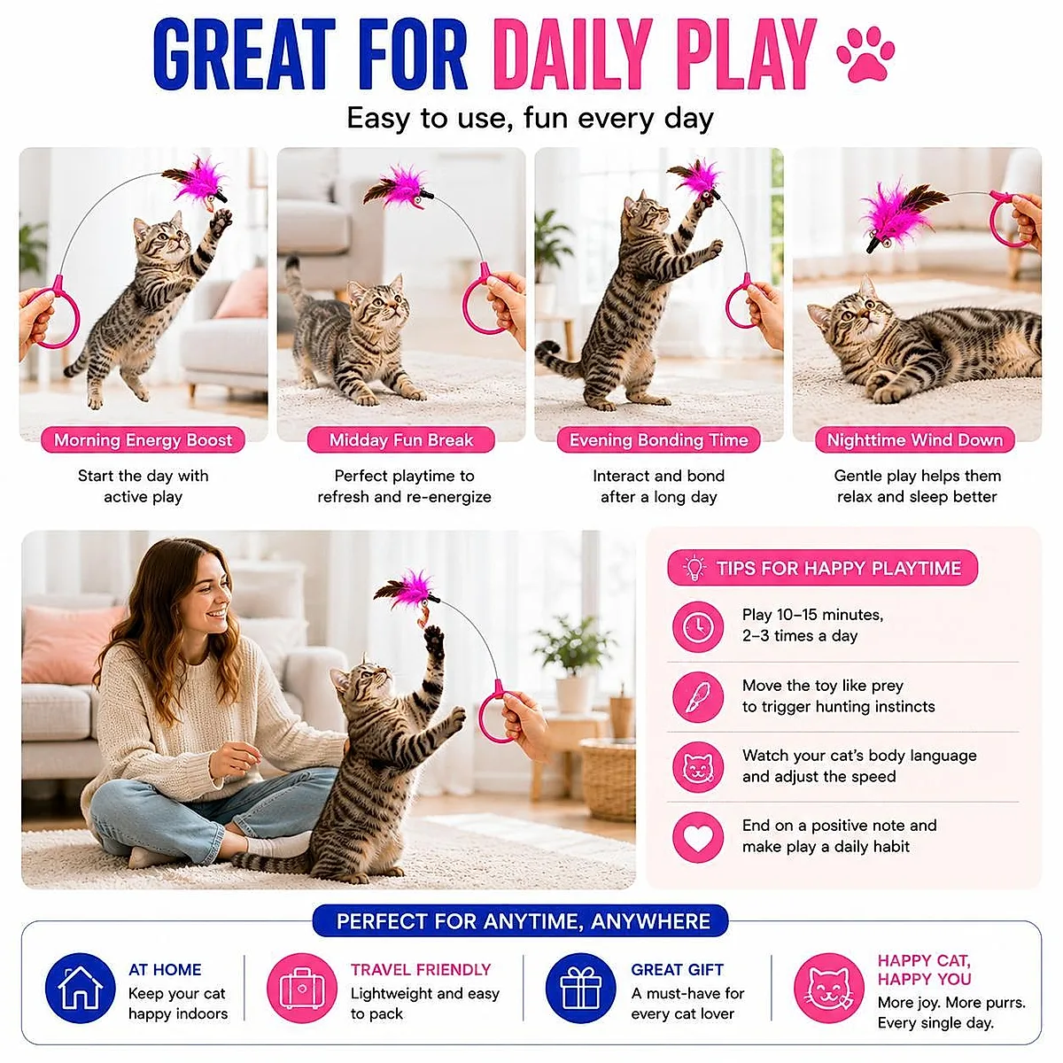 Wearable Cat Feather Collar Teaser Toy - Image 2