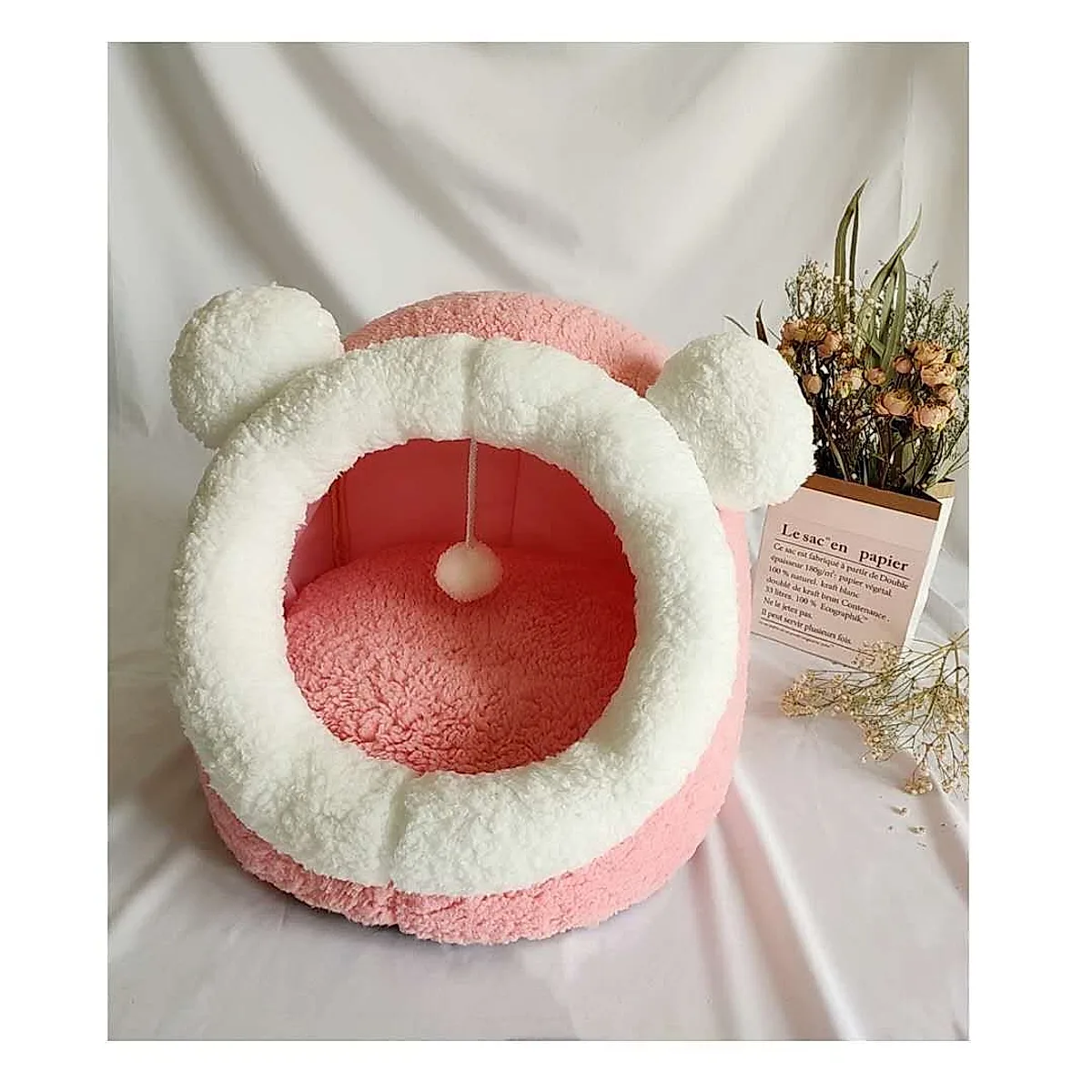 Winter pet cat house with velvet - Image 3