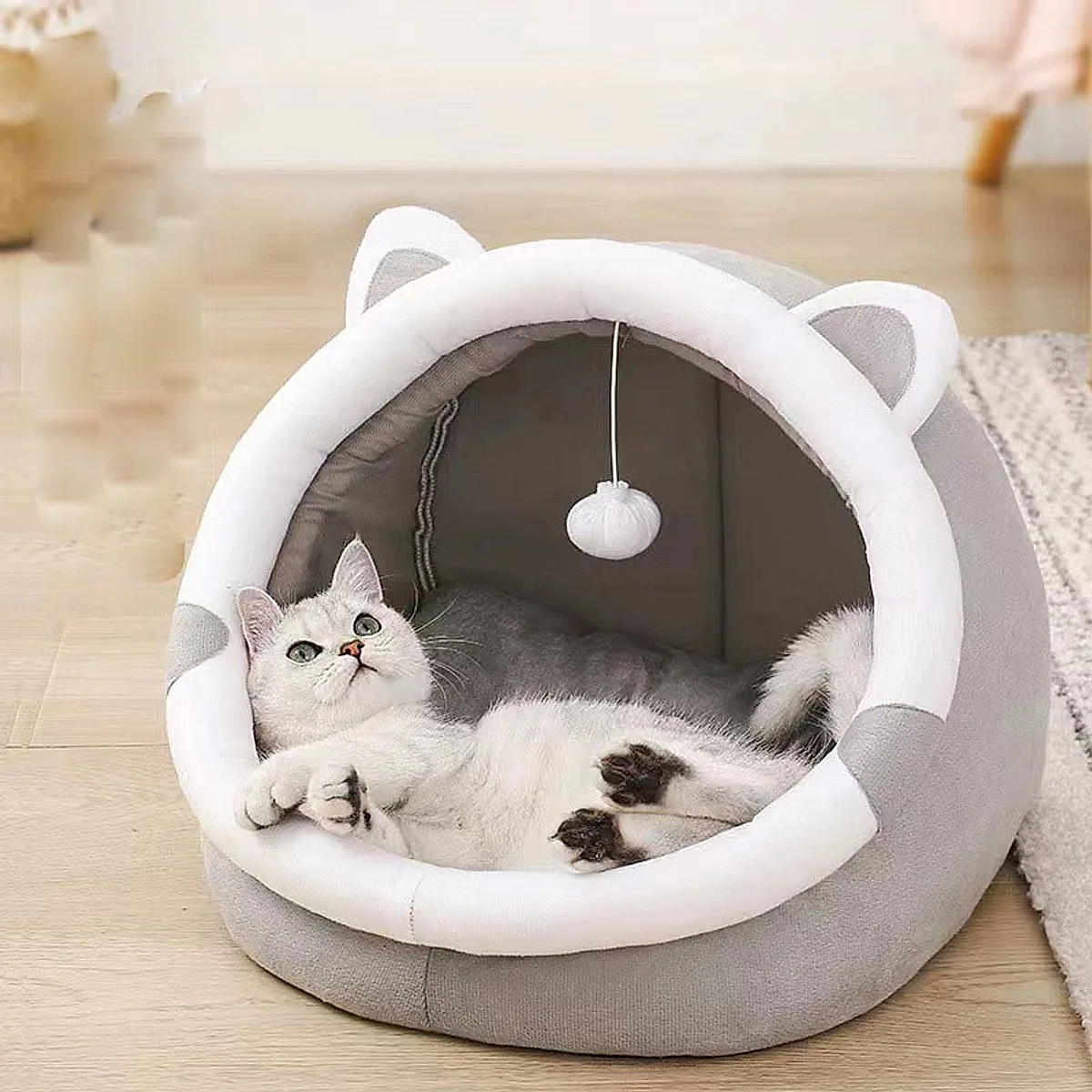 Winter pet cat house with velvet - Image 4