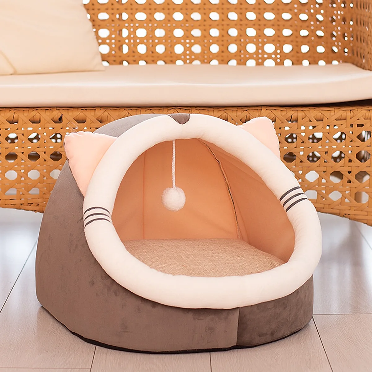Winter pet cat house with velvet - Image 6