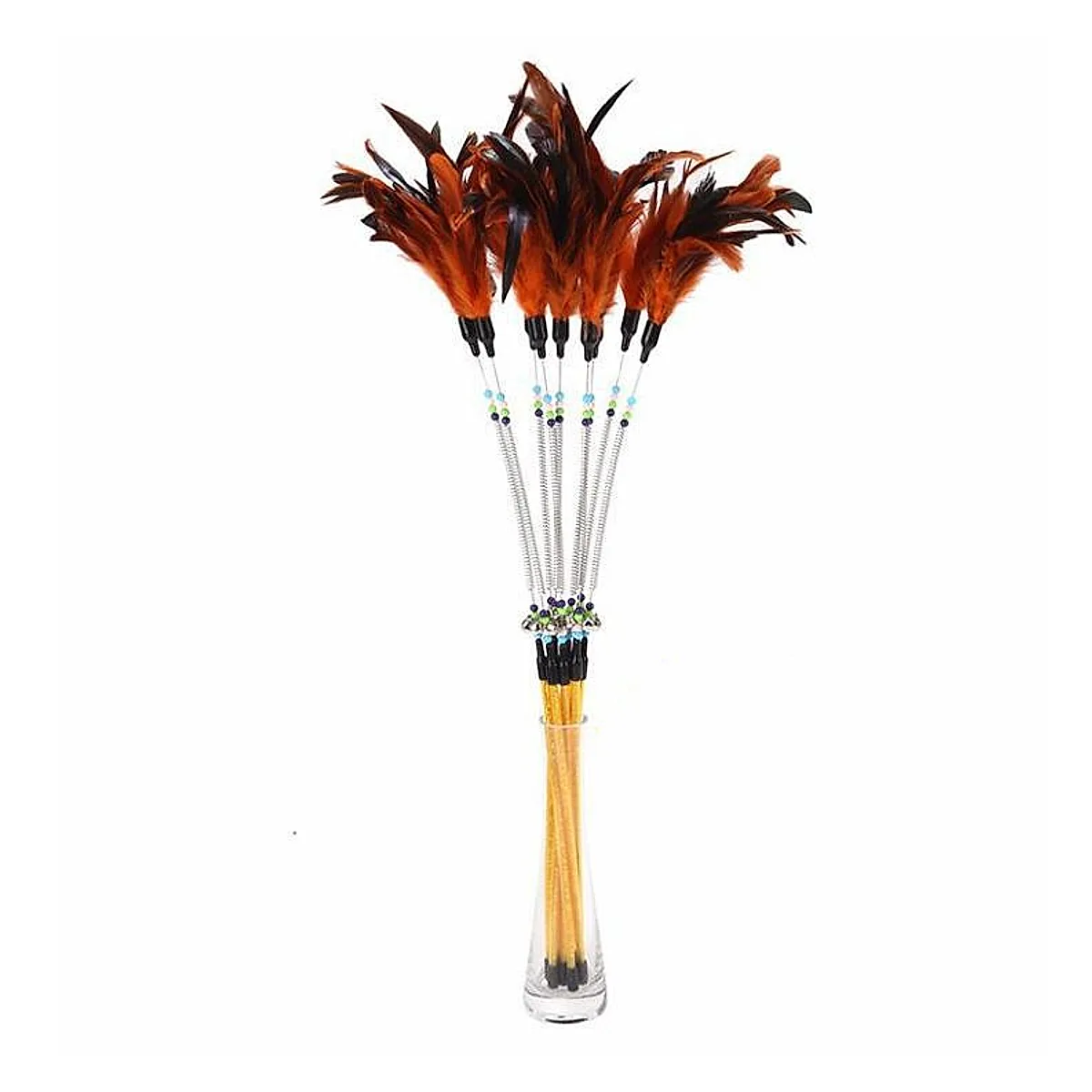 Spring bells, color beads, cat stick, feather cat stick, cat supplies, cat toys - Image 4